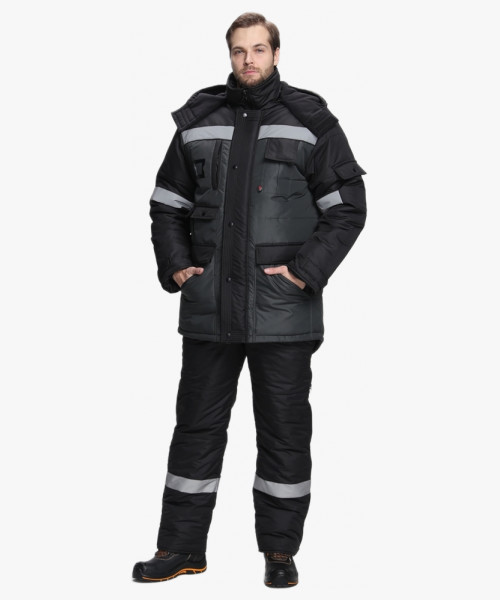 Костюм зимний Беркут СОП CH (тк.Таслан) п/к, черный/т.серый