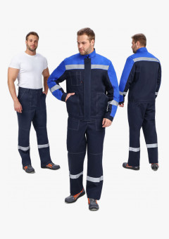 Костюм Бриготек-1 СОП (тк. Смесовая, 260 г/м2) брюки, тёмно-синий, васильковый