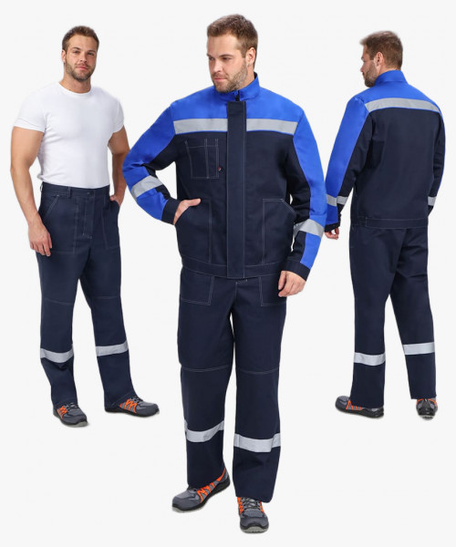 Костюм Бриготек-1 СОП (тк. Смесовая, 260) брюки, т.синий/васильковый