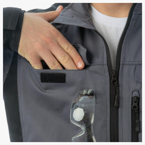 Куртка летняя мужская Brodeks KS202-C, 100% ХБ, цвет графит серый, чёрный