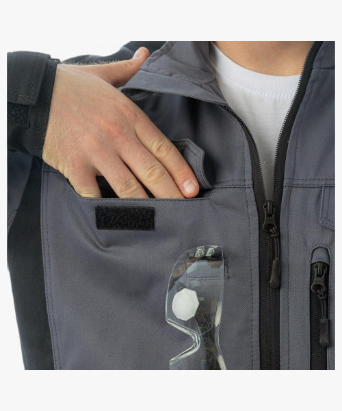 Куртка летняя мужская Brodeks KS202-C, 100% ХБ, цвет графит серый, чёрный