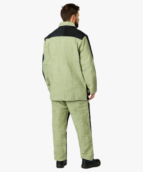 Костюм сварщика комбинированный 2 кл.защиты (тк. Брезент, 550 г/м2, Спилок S=2, 3), чёрный, бежевый (А5)