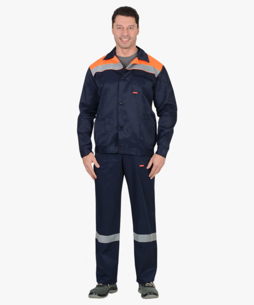 Костюм СИРИУС-СТРОЙГРАД куртка, п/к т.синий с оранжевым СОП 50мм