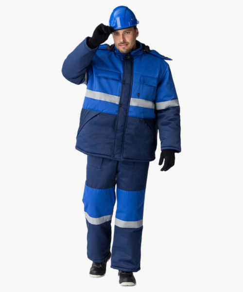 Костюм зимний Профи-Норд (Смесовая, 250) п/к, темно-синий/васильковый