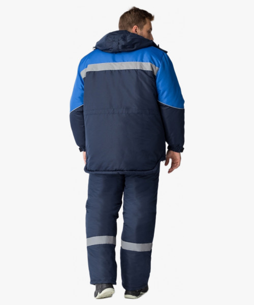 Костюм зимний Сибер Виндстоп СОП (Таслан) п/к, темно-синий/васильковый