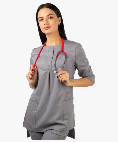 Костюм женский В-489, блуза, брюки, серый