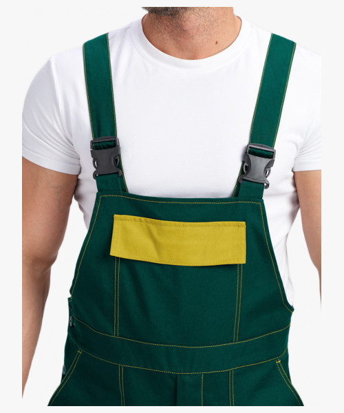 Костюм Бриготек-2 СОП (тк. Смесовая, 260) полукомбинезон, зелёный/желтый