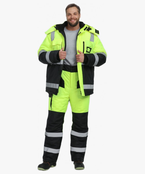 Костюм зимний сигнальный ProfLineSpecialist (тк.Оксфорд PU) брюки, желтый/черный