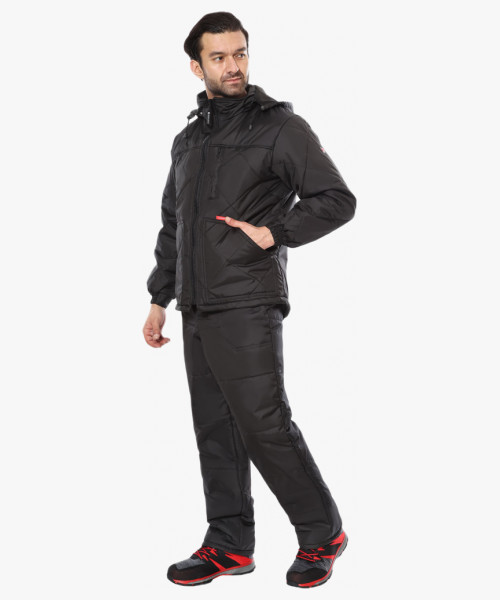 Куртка СИРИУС-ПРАГА-Люкс удлинённая с капюшоном, черный