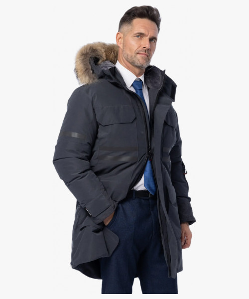 Куртка-парка зимняя пуховая мужская Brodeks KW233 Premium, цвет тёмно-серый