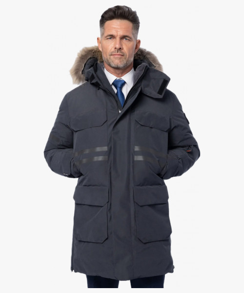 Куртка-парка зимняя пуховая мужская Brodeks KW233 Premium, цвет тёмно-серый