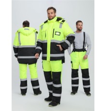 Костюм зимний сигнальный PROFLINE Specialist (тк.Оксфорд PU) брюки, желтый/черный
