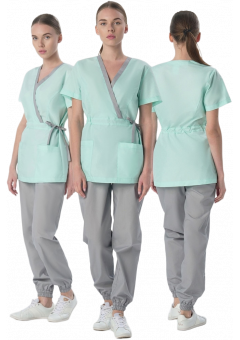 Костюм женский MedLine Арина (тк.Смесовая, 120), серый, мятный