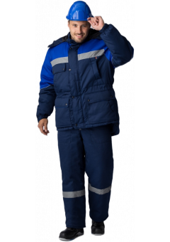 Костюм зимний мужской Баррик-2 СОП (тк.Смесовая,210) полукомбинезон, тёмно-синий, васильковый