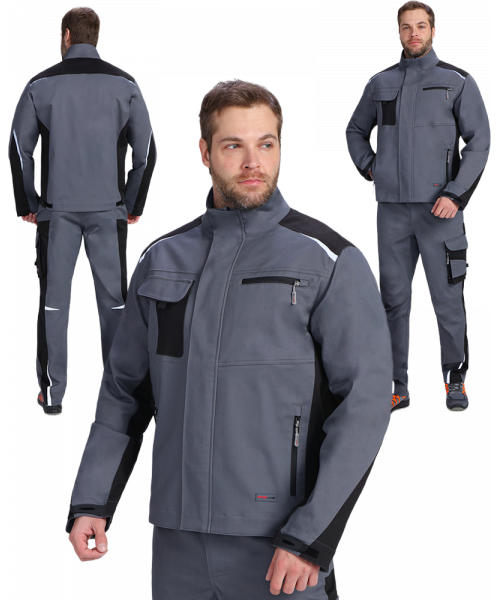 Куртка мужская ProfLineLeader (тк.Хлопок/Спандекс,260), серый, чёрный