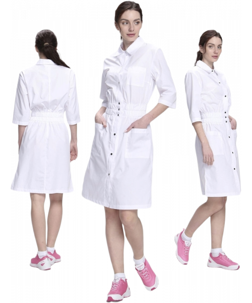 Халат женский Симпл-004 (тк.Смесовая,120) MedLine, белый