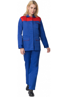 Костюм женский (тк.Смесовая,210) брюки, васильковый, красный