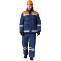 Костюм зимний Горизонт-Люкс (тк. Смесовая, 210 гр/м2) брюки, тёмно-синий, оранжевый