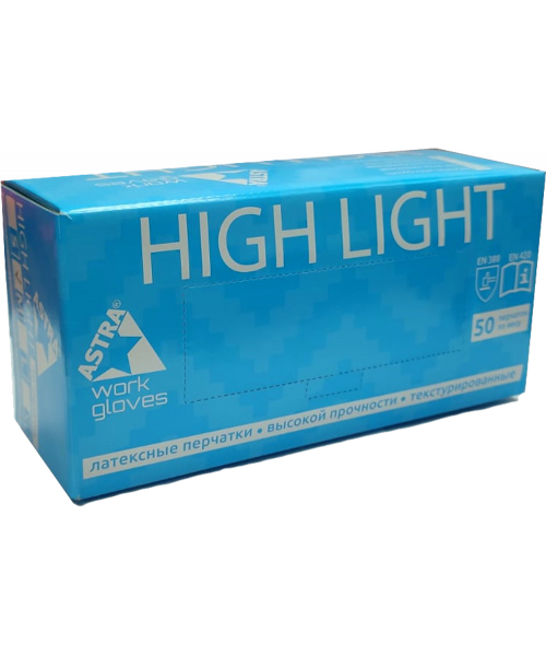 Перчатки латексные неопудренные Astra High Light Gward