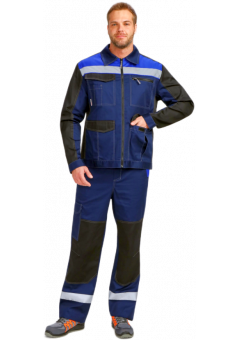 Костюм мужской ProfLineBase-1 (тк.Твил,210) брюки, тёмно-синий, чёрный, васильковый
