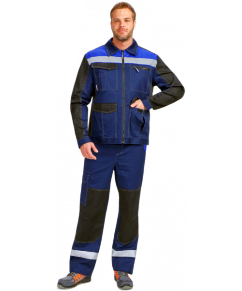 Костюм мужской ProfLineBase-1 (тк.Твил,210) брюки, тёмно-синий, чёрный, васильковый