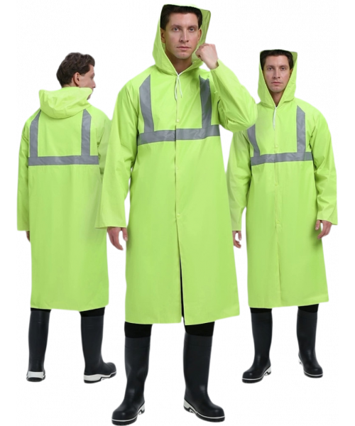 Плащ влагозащитный сигнальный ProfLineBase СОП (ПВХ,180), жёлтый