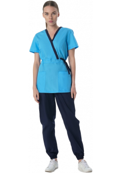 Костюм женский Симпл-001 (тк.Смесовая,120) MedLine, тёмно-синий, голубой