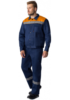 Костюм мужской Квайл-2 СОП (тк.Смесовая,210) полукомбинезон, тёмно-синий, оранжевый
