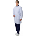 Халат мужской MedLine Марк (тк.Смесовая,120), белый, тёмно-синий
