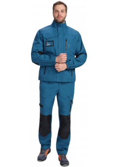 Костюм мужской ProfLineSpecialist-2 (тк.Рип-Стоп,240) полукомбинезон, циан, чёрный