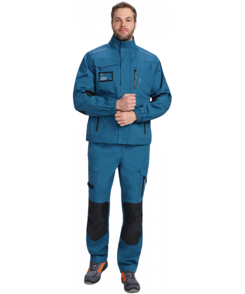 Костюм мужской ProfLineSpecialist-2 (тк.Рип-Стоп,240) полукомбинезон, циан, чёрный