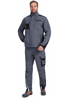 Костюм мужской ProfLineLeader-1 (тк.Хлопок/Спандекс,260) брюки, серый, чёрный
