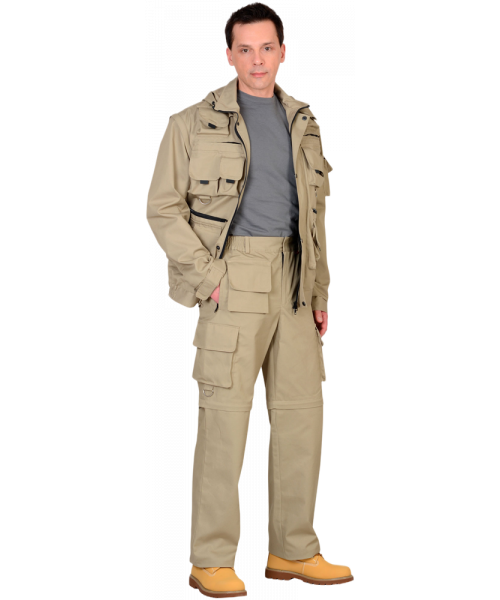 Костюм летний мужской Сириус-Тигр куртка, брюки (тк. Родос 245) Песочный
