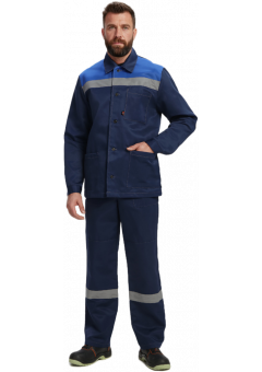 Костюм мужской Зенк-1 СОП (тк.Смесовая,240) брюки, тёмно-синий, васильковый
