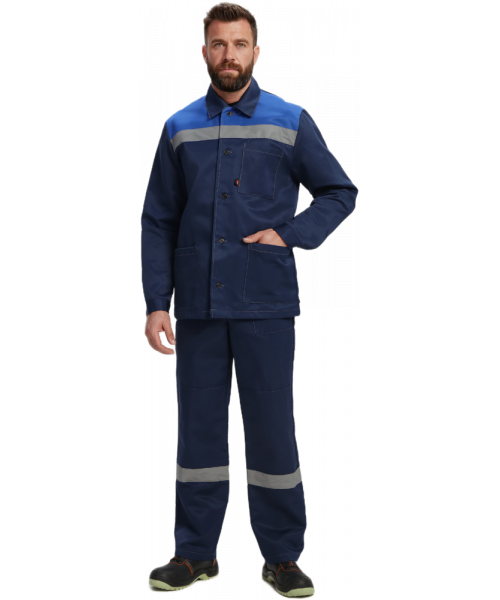 Костюм мужской Зенк-1 СОП (тк.Смесовая,240) брюки, тёмно-синий, васильковый