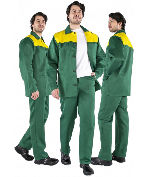 Костюм мужской Стандарт (тк.Смесовая,210) брюки, зелёный, жёлтый