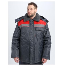 Куртка зимняя Бригада NEW (тк.Оксфорд), т.серый/красный
