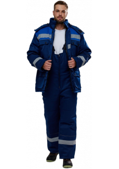 Костюм зимний Кос_012 (тк.Смесовая,210) полукомбинезон, тёмно-синий, васильковый