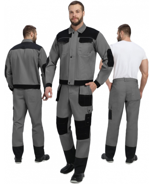 Костюм мужской Вестгард-1 (тк.Канвас,260) брюки, тёмно-серый, чёрный