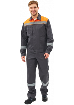 Костюм мужской Липецк-1 СОП CH (тк.Смесовая,280) брюки, тёмно-серый, оранжевый