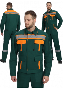 Костюм мужской Итрорис-1 СОП (тк.Саржа,250) брюки, тёмно-зелёный, оранжевый