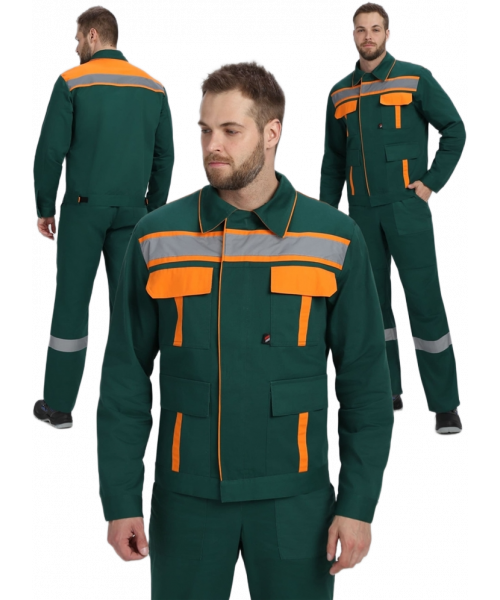Костюм мужской Итрорис-1 СОП (тк.Саржа,250) брюки, тёмно-зелёный, оранжевый