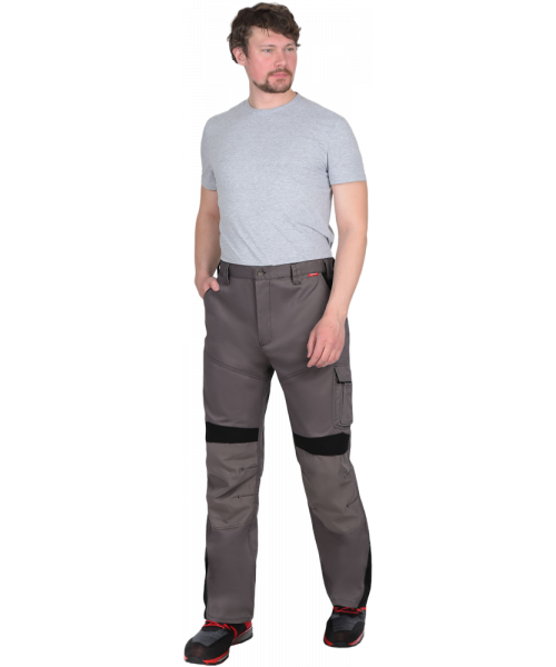 Брюки летние мужские Сириус-Цитрин средне-серый с чёрным