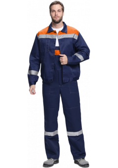 Костюм Лигор-2 СОП (тк.Смесовая,210) полукомбинезон, тёмно-синий, оранжевый