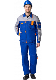 Костюм Союз-Профессионал-1 (тк. Балтекс, 240 гр/м2) брюки, васильковый, светло-серый, оранжевый