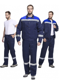 Костюм мужской Лигор-1 СОП (тк.Смесовая,210) брюки, тёмно-синий, васильковый