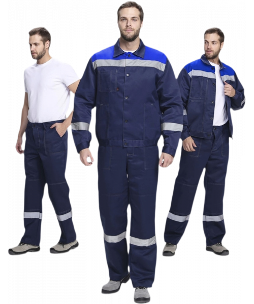 Костюм мужской Лигор-1 СОП (тк.Смесовая,210) брюки, тёмно-синий, васильковый
