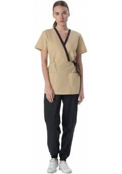 Костюм женский Симпл-001 (тк.Смесовая,120) MedLine, чёрный, бежевый