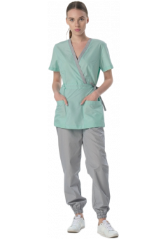 Костюм женский Симпл-001 (тк.Смесовая,120) MedLine, серый, мятный