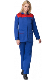 Костюм женский Кос_004 (тк.Смесовая,210) брюки, васильковый, красный